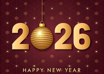 Elegant gold 2026 new year greeting card silhouette