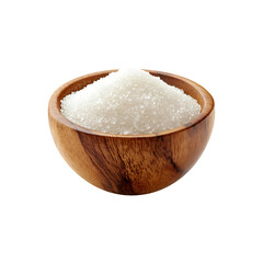 White Sugar in Wooden Bowl on Transparent Background, png