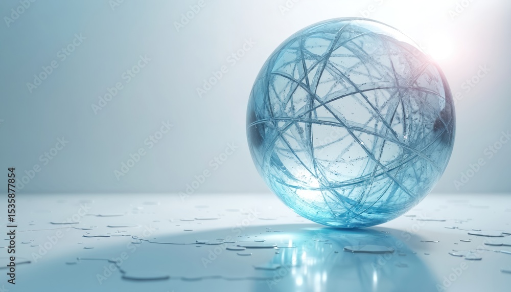 Poster abstract sphere with intricate lines, science graphic background. digital artwork perfect for scient