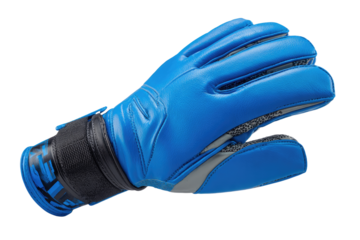 Vivid Blue Goalkeeper Glove with Black Wristband Detail.