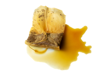 tea bag. used tea on white background