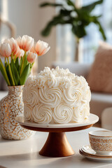 wedding cake and flowers