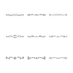 Collection of Nine Unique Black and White Decorative Flourish Dividers