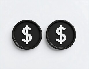 Obraz premium Two black dollar signs on circles