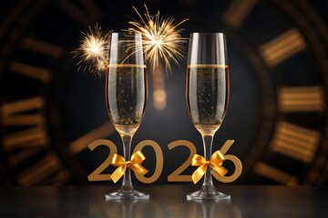 Elegant new years eve 2026 champagne silhouette toast