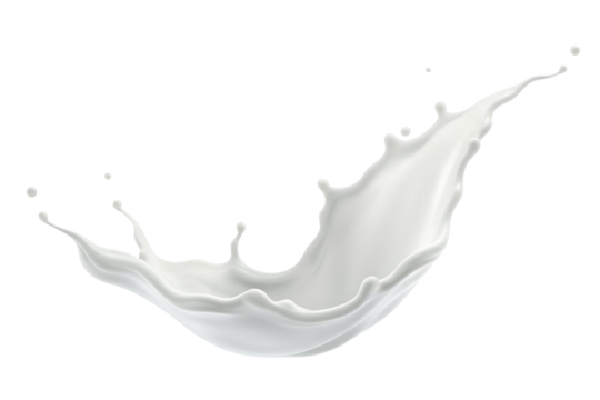 White milk wave splash with splatters and drops. Ai. Cutout on transparent - Powered by Adobe