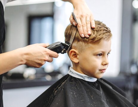 Boy getting a haircut
