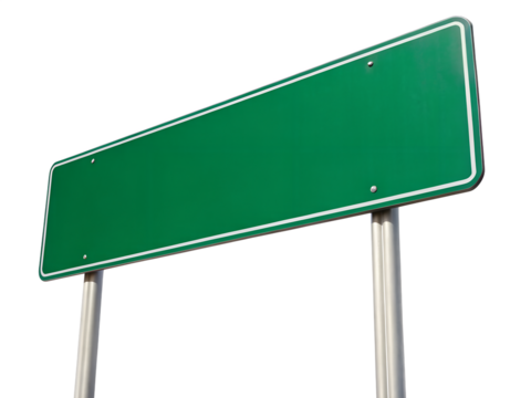 Blank Green Road Sign:A blank green road sign against a backdrop offering endless possibilities for direction and guidance