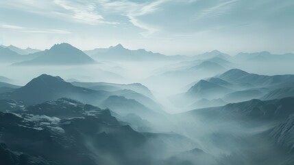 Obraz premium Scenic artistic drawing of mountains and nature, minimal line art style.