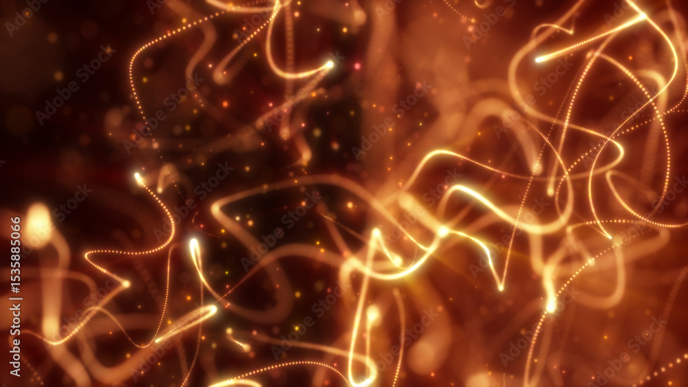 Aufkleber abstract golden light trails swirling in a dynamic and glowing motion on a dark background