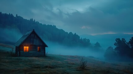 Fototapeta premium Scenic artistic drawing of mountains and nature, minimal line art style.