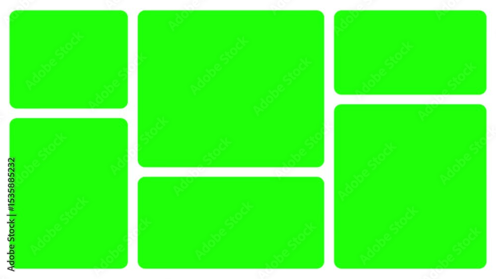 Aufkleber collage or grid green screen 4k animation native design elements, simple bento grid ui layout design