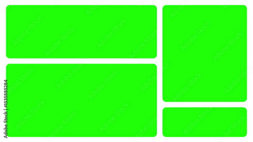 Aufkleber collage or grid green screen 4k animation native design elements, simple bento grid ui layout design