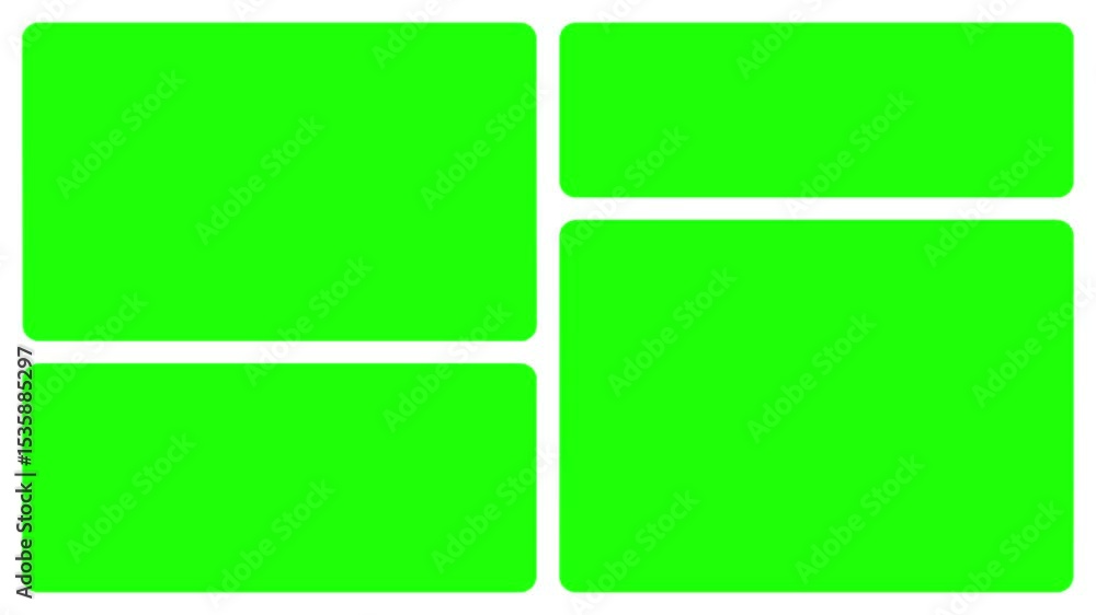 Aufkleber collage or grid green screen 4k animation native design elements, simple bento grid ui layout design