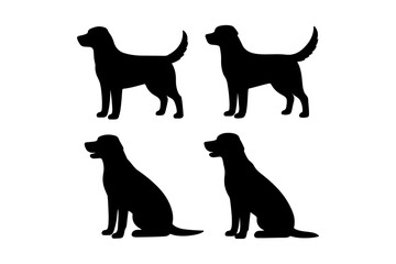 Dog  Silhouettes on White Background