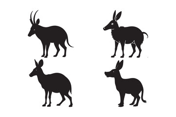 African Forest Antelope Silhouette Set Unique Wildlife Vector Animal Collection