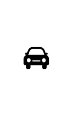Obraz premium Minimal Black Icon of a Car Front View Isolated on White Background for Automotive, Transport, and Navigation Applications