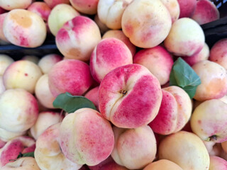 Fresh ripe apricots displayed at a bustling market in Spain during summer harvesting season