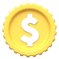 Shiny Gold Dollar Coin 3D Icon - Finance, Wealth and Value