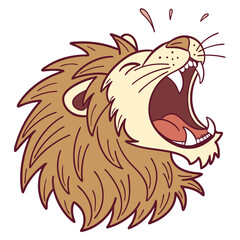 Fototapeta premium Roaring Lion Illustration with Brown Mane and Open Mouth