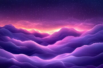 Colorful twilight over rolling hills in vibrant shades of purple and pink, capturing the beauty of nature at dusk