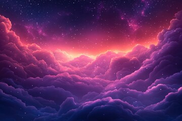 Colorful twilight over rolling hills in vibrant shades of purple and pink, capturing the beauty of nature at dusk