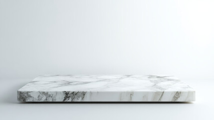 White marble tabletop isolated against a plain white background, ideal for showcasing products