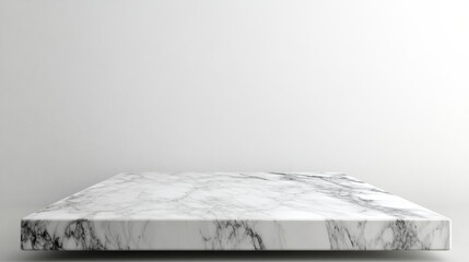 White marble tabletop isolated against a plain white background, ideal for showcasing products