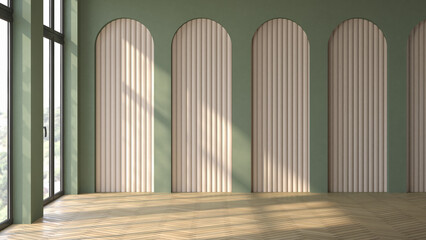 Empty interior room Memphis style 3d illustration