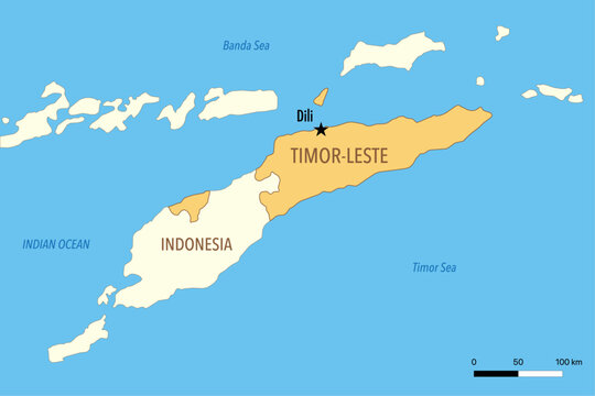 Vector Map of East Timor (Timor-Leste) with Major Cities and Neighboring Countries – Editable Illustration
