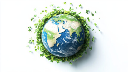 Stylized 3D vector of Earth on a white background, promoting themes like environmental awareness and Earth Day