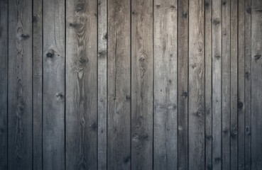 Fototapeta premium Old weathered grey wooden wall texture background. Rustic vertical planks of wood with visible grain and knots. Natural construction material for home decor or design projects. Close up shot.