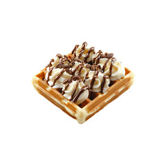 Classic Crisp Belgian Waffle with Rich Texture and Square Indents on Transparent Background, png