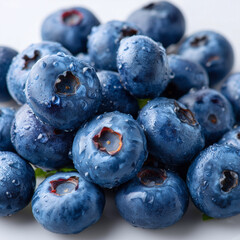 Blueberries on white background.