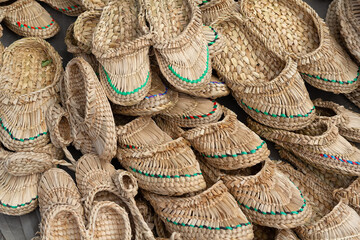Bast shoes, woven from bast