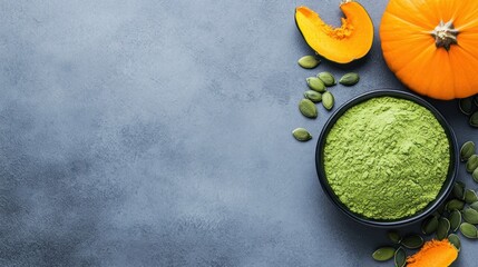 Pumpkin seeds and green powder healthy food