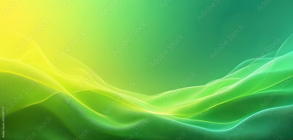Poster abstract background with green yellow gradient, wavy lines, smooth transitions. modern design for we