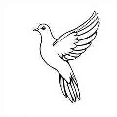 Obraz premium Schwarz-weiße Vektorgrafik einer fliegenden Taube auf kontrastreichem Hintergrund – symbolisch, stark und grafisch ausdrucksvoll.