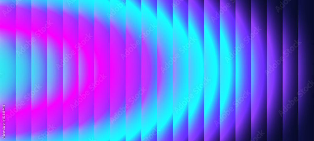 Poster chromatic ripple gradient with neon pink, blue, and violet hues. abstract vector background for mode