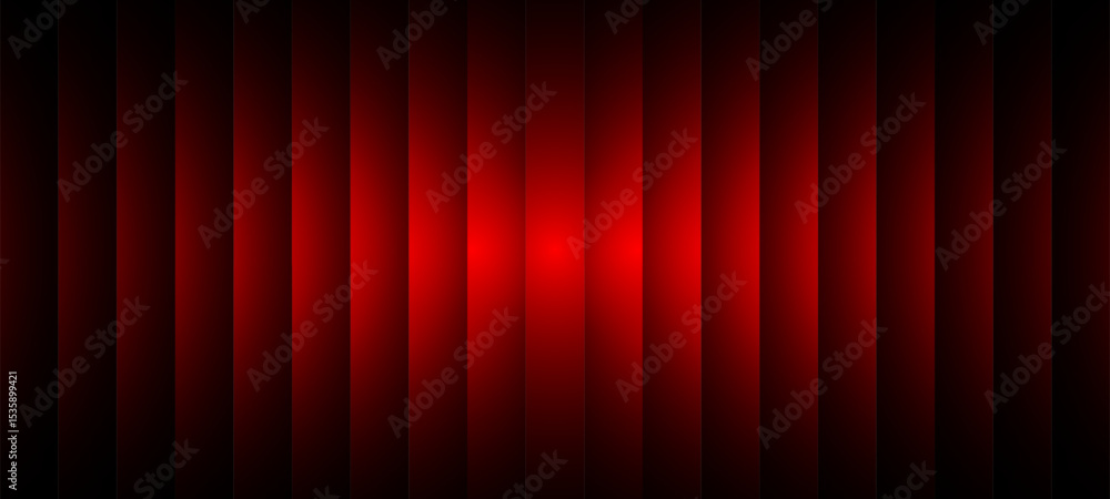 Poster Red chromatic ripple gradient with vertical lines. Abstract dark background design with intense glow for creative project. Vector graphics.