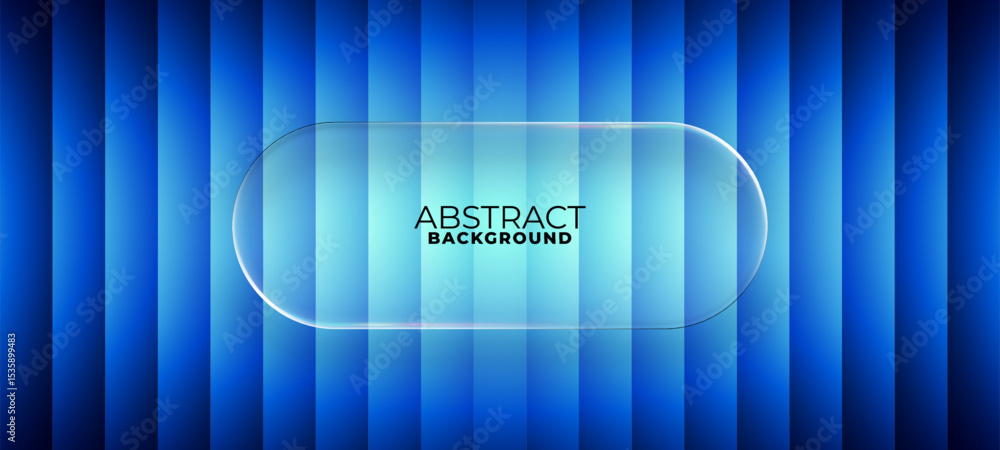 Aufkleber Blue gradient background with vertical stripes and a transparent glass panel for abstract background text layout. Vector graphics.