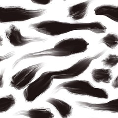 Seamless abstract geometric pattern. Background in black, white. Illustration. Lines, stains, strokes. Design for textile fabrics, wrapping paper, background, wallpaper, cover.