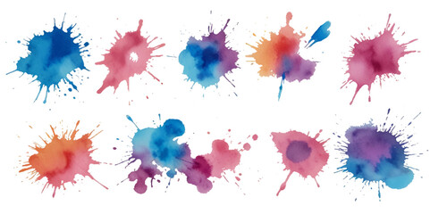Set of colorful abstract watercolor splash brush strokes vector background. Colors watercolor paint stains vector texture background