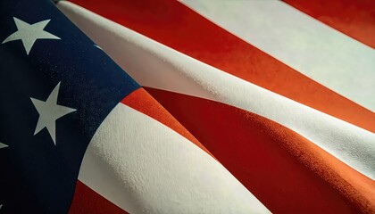 American Flag Close-Up with Thirteen Stripes and Stars
