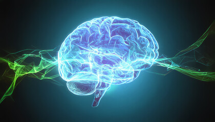 Surreal Ethereal Representation of a Flowing Human Brain