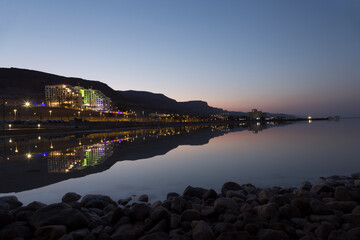 Dead Sea in the evening lights