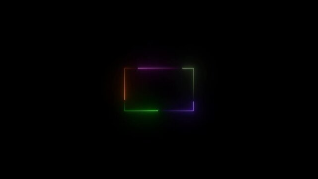 Neon frame, geometricrectriangle shape frame glowing neon animation.  Animation of neon rectangle frame motion graphics Rectriangle neon effect Animation. 