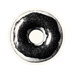 a simple doughnut in black and white, halftone style, on a solid background, png, transparent