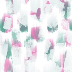 Seamless abstract textured pattern. Pink, green, white stains. Digital brush strokes. Design for textile fabrics, wrapping paper, background, wallpaper, cover. Illustration.