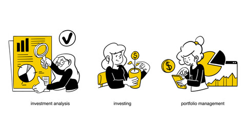 Finance and investment related vector illustrations.
